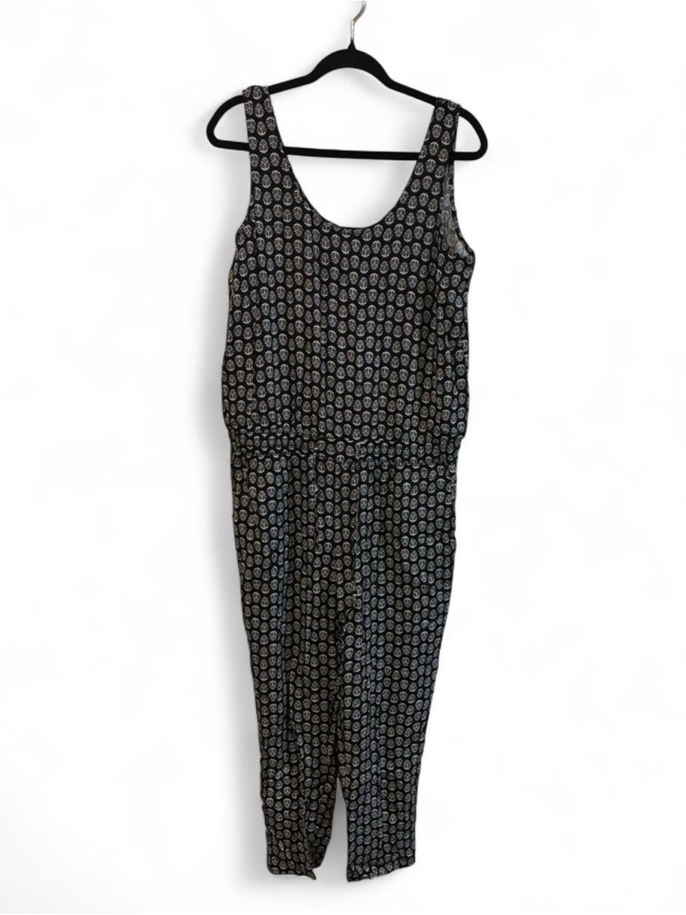 American Living Black Sleeveless Printed Jumpsuit